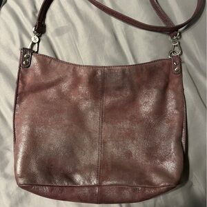 Metallic Plum Shoulder Crossbody Bag